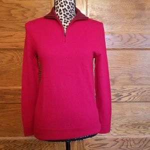 Express Women's Red Knit 1/4 Zip Pullover Sweater
